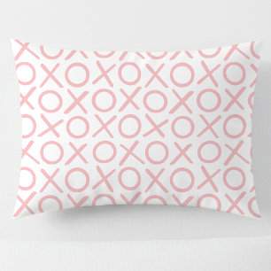 XOXO Hugs & Kisses Pastel Pink White Modern Pillow Case