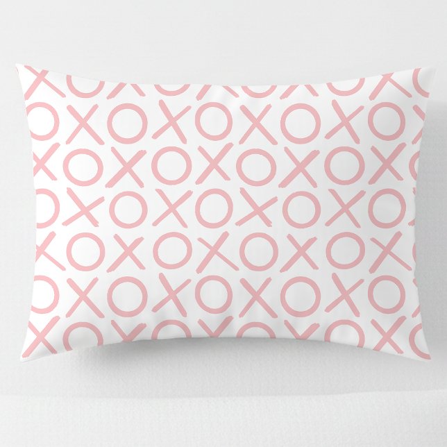 XOXO Hugs & Kisses Pastel Pink White Modern Pillow Case (Creator Uploaded)