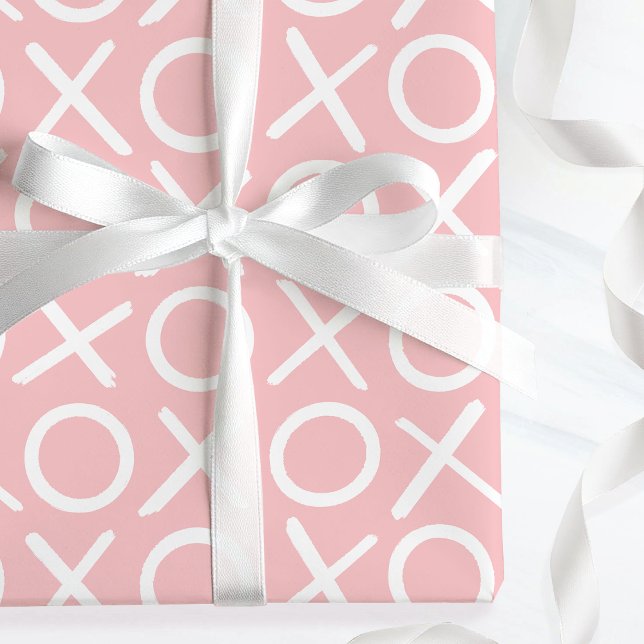 XOXO Hugs & Kisses Pink Birthday Brush Script Wrapping Paper (Creator Uploaded)