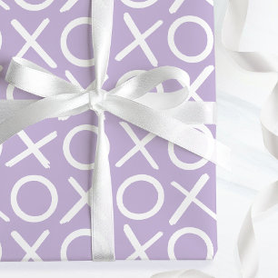 XOXO Hugs & Kisses Purple Birthday Brush Script Wrapping Paper