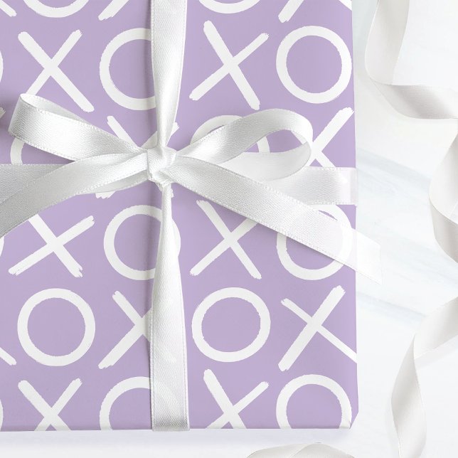 XOXO Hugs & Kisses Purple Birthday Brush Script Wrapping Paper (Creator Uploaded)