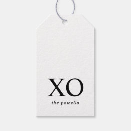 XOXO Hugs & Kisses Simple Black & White Gift Tags