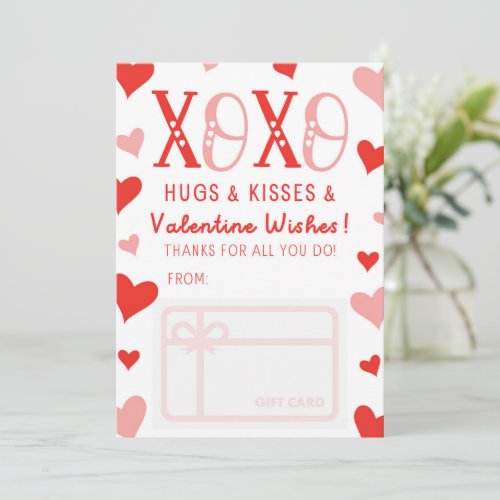 XOXO Hugs Kisses Valentine Wishes Gift Card Holder