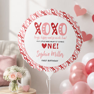 XOXO Hugs & Kisses Valentine's Day 1st Birthday Balloon
