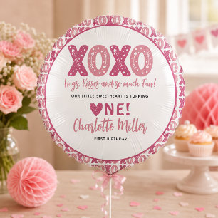 XOXO Hugs & Kisses Valentine's Day 1st Birthday Balloon