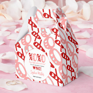 XOXO Hugs & Kisses Valentine's Day 1st Birthday Favor Boxes