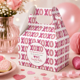 XOXO Hugs & Kisses Valentine's Day 1st Birthday Favor Boxes