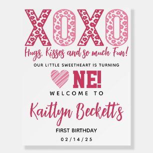 XOXO Hugs & Kisses Valentine's Day 1st Birthday Foam Board