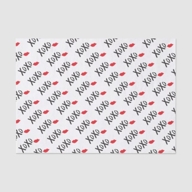 XoXo-Hugs-Kisses-with-Red-Lips Tissue Paper (Front)