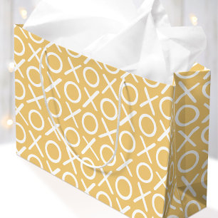 XOXO Hugs & Kisses Yellow Birthday Brush Script Large Gift Bag