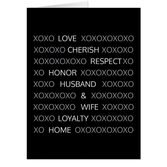 XOXO Husband and Wife Wedding Anniversary Card (Front)