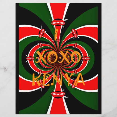 XOXO I Love Kenya Black Red Green National Flag  