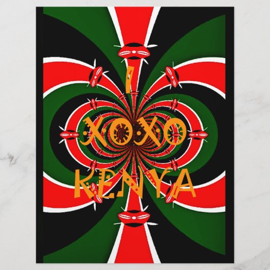 XOXO I Love Kenya Black Red Green National Flag   (Front)