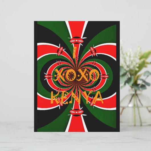 XOXO I Love Kenya Black Red Green National Flag   (Standing Front)