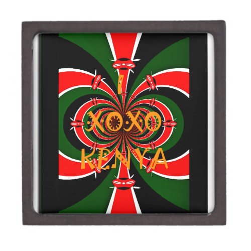 XOXO I Love Kenya Black Red Green National Flag Co Jewelry Box