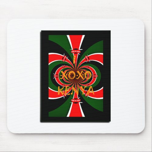 XOXO I Love Kenya Black Red Green National Flag Co Mouse Pad