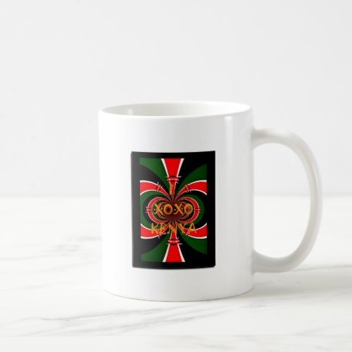 XOXO I Love Kenya Black Red Green National Flag   Coffee Mug