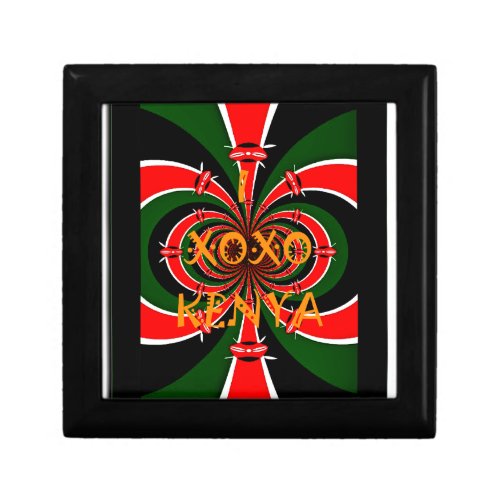 XOXO I Love Kenya Black Red Green National Flag   Jewelry Box