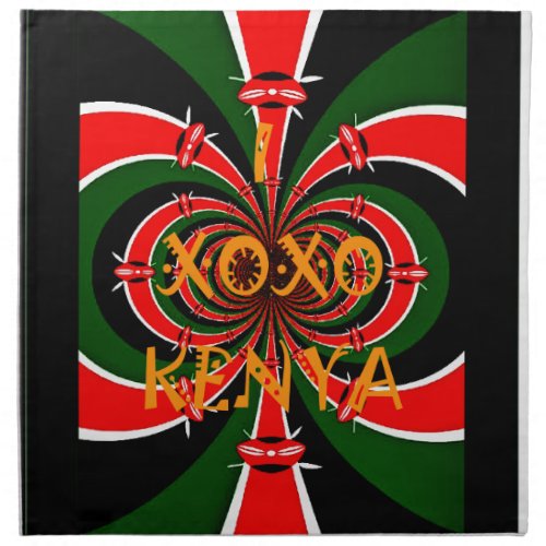 XOXO I Love Kenya Black Red Green National Flag   Napkin