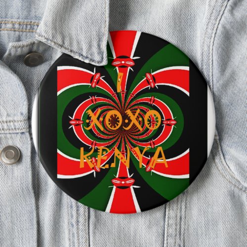 XOXO I Love Kenya Black Red Green National Flag  Pinback Button