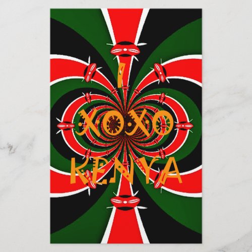 XOXO I Love Kenya Black Red Green National Flag   Stationery