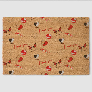 XOXO, I love you and hearts Fiber Doormat