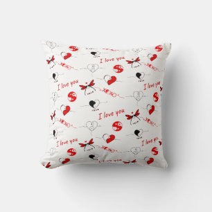 XOXO, I love you and hearts Throw Pillow