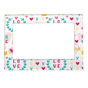 XOXO, I Love You, Valentine's Day Print Pattern Magnetic Frame