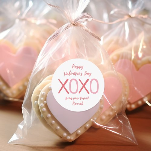 XOXO Kids Classroom Valentines Day Party Classic Round Sticker