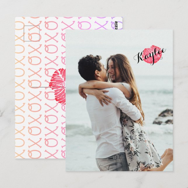 XOXO Kiss Add Your Photo Personalized Postcard (Front/Back)