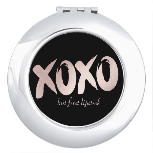 XOXO Kiss Me  Blush Pink Hand Lettered Typography Compact Mirror