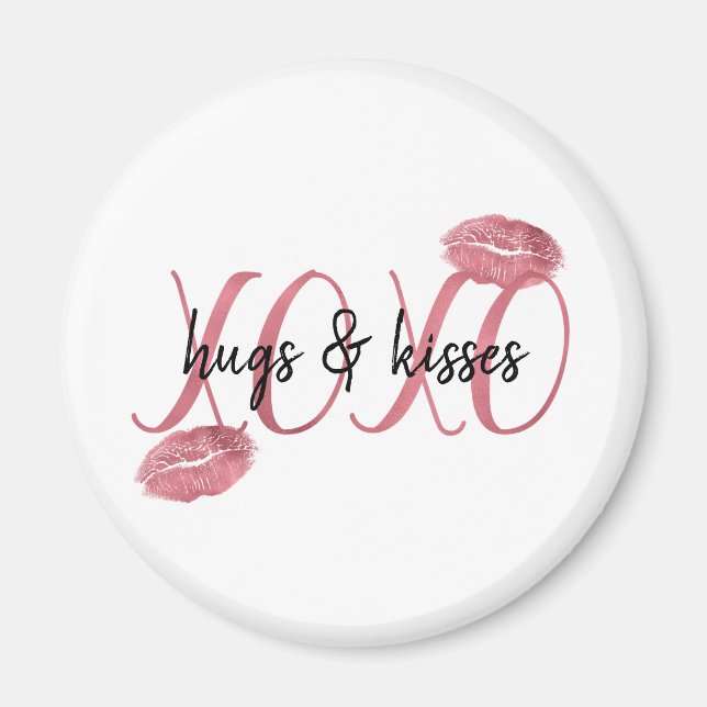 XOXO Kisses Pink Lips personalized Magnet (Front)