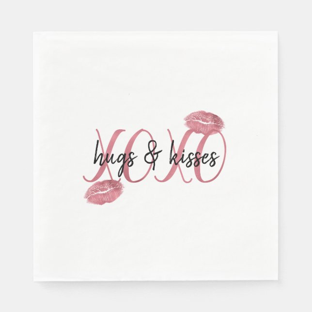 XOXO Kisses Pink Lips personalized quote Napkins (Front)