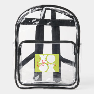 XOXO - large logo design in white Clear Backpack