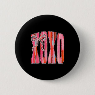 Xoxo Leopard Bow Funny Valentine's Day Coquette Nk Button