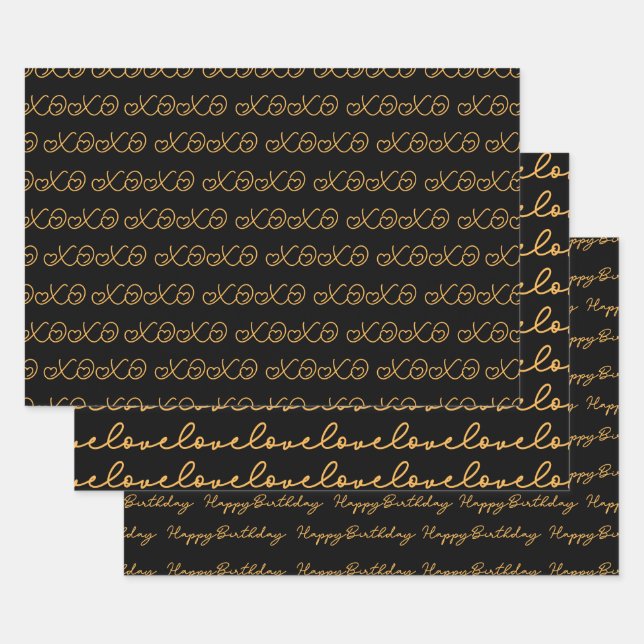 XOXO Love and Happy Birthday Wrapping Paper Sheets (Set)