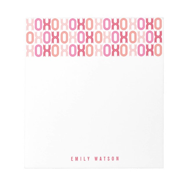 XOXO Love And Kisses Valentine's Day Notepad (Front)