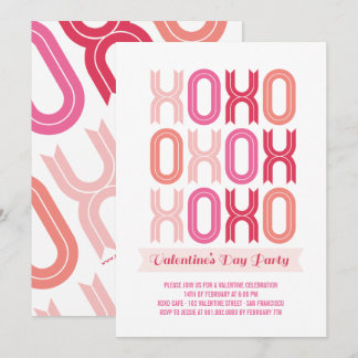 XOXO Love And Kisses Valentine's Day Party Invite