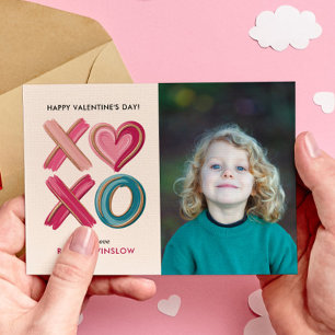 XOXO Love Brush Strokes photo classroom valentines Note Card
