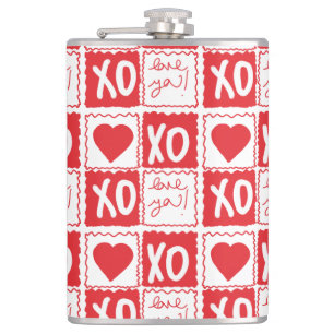 XOXO Love Heart Valentines Love You Flask