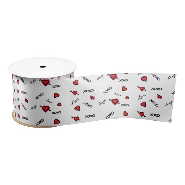 XOXO Love & Kisses Design Satin Ribbon (Spool)