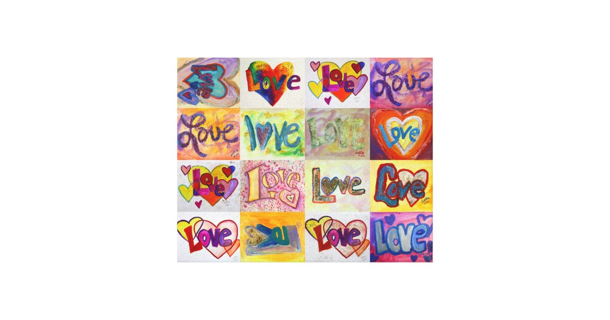 Xoxo Love Word Artwork Paintings Canvas Art Print Zazzle Com