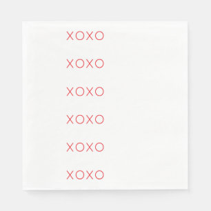 XOXO Love You Valentine Hot Pink Hugs Kisses Napkins