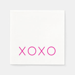 XOXO Love You Valentine Hot Pink Hugs Kisses Napkins