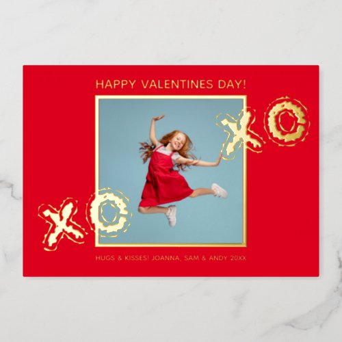 XOXO Modern Bold Photo Foil Red Anniversary Card