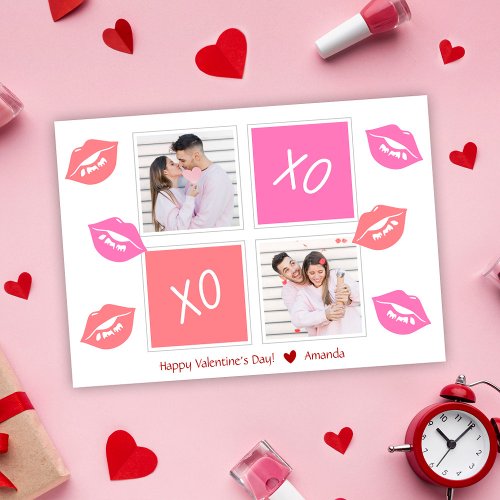XOXO Modern Elegant 2 Photo Happy Valentines Day  Holiday Card