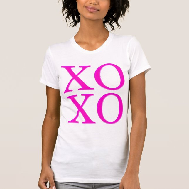 XOXO/Neon Pink/Modern Brush Script T-Shirt (Front)