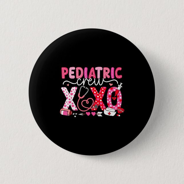 Xoxo Nurse Pediatric Crew Nurse Valentine Leopard  Button (Front)