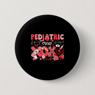 Xoxo Nurse Pediatric Crew Nurse Valentine Leopard  Button