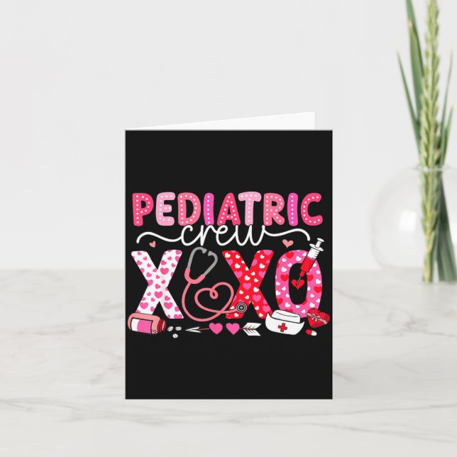 Xoxo Nurse Pediatric Crew Nurse Valentine Leopard  Card (Front)